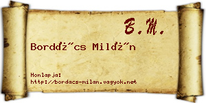 Bordács Milán névjegykártya